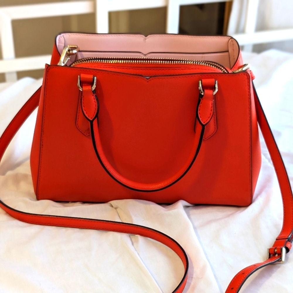 Kate Spade red leather purse with carry and crossbody